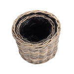 Rattan Round Planter With Plastic Lining | Set-of-2 | Brown