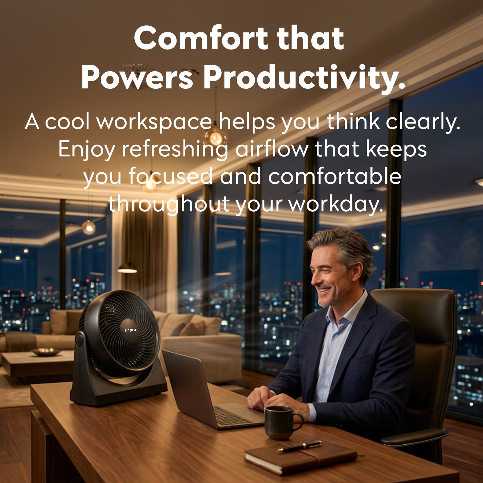 Air Pro 10'' Desk Fan Turbo Air Circulator 3 Speeds Quiet Airflow