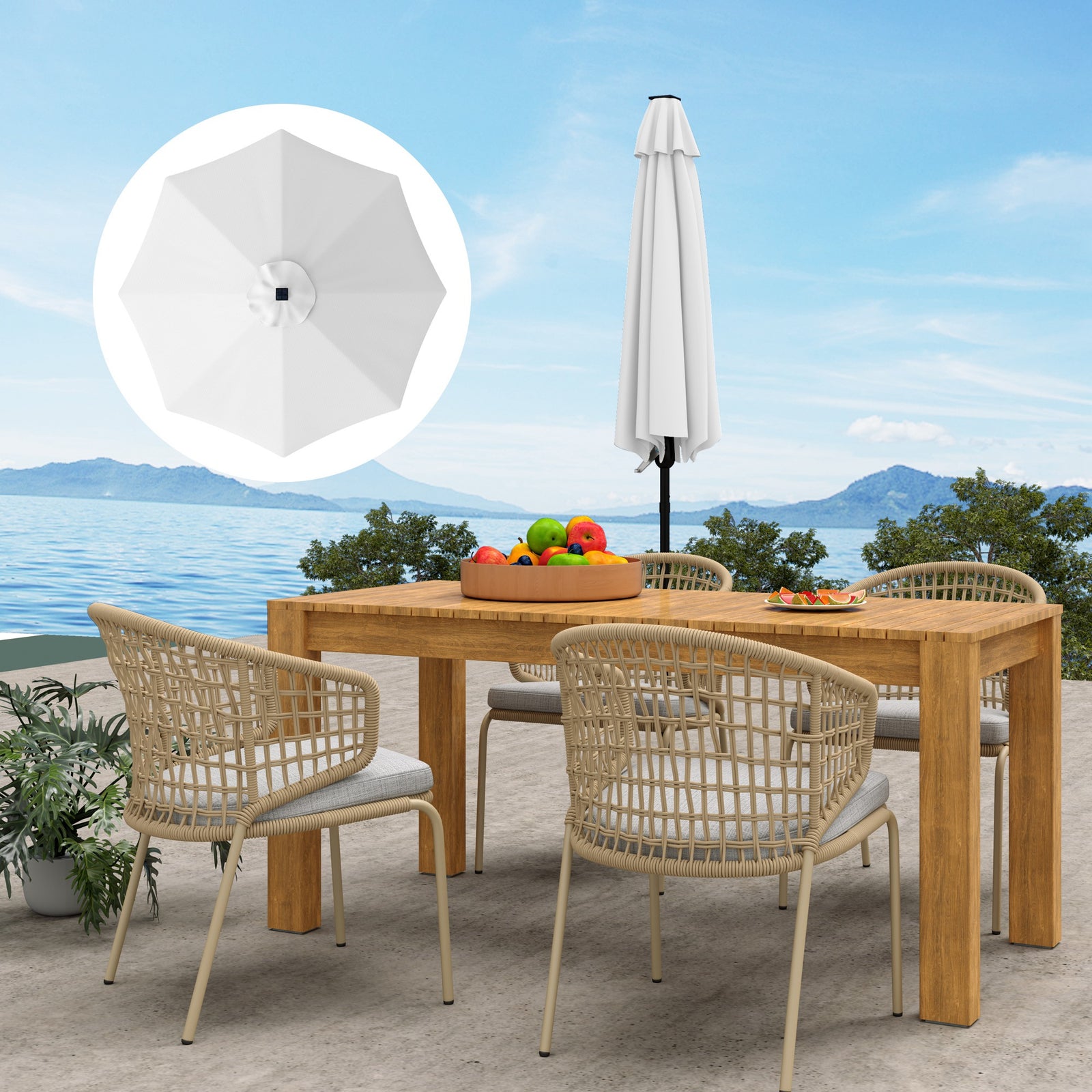 Upf 50+ Replacement Parasol Canopy Parasol Cover Replacement | Cream