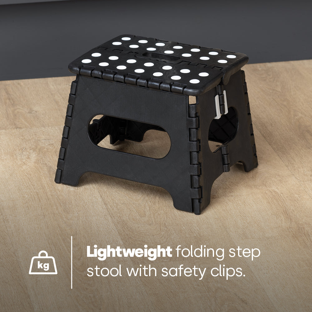 Compact Folding Step Stool With Non-slip Surface | Black