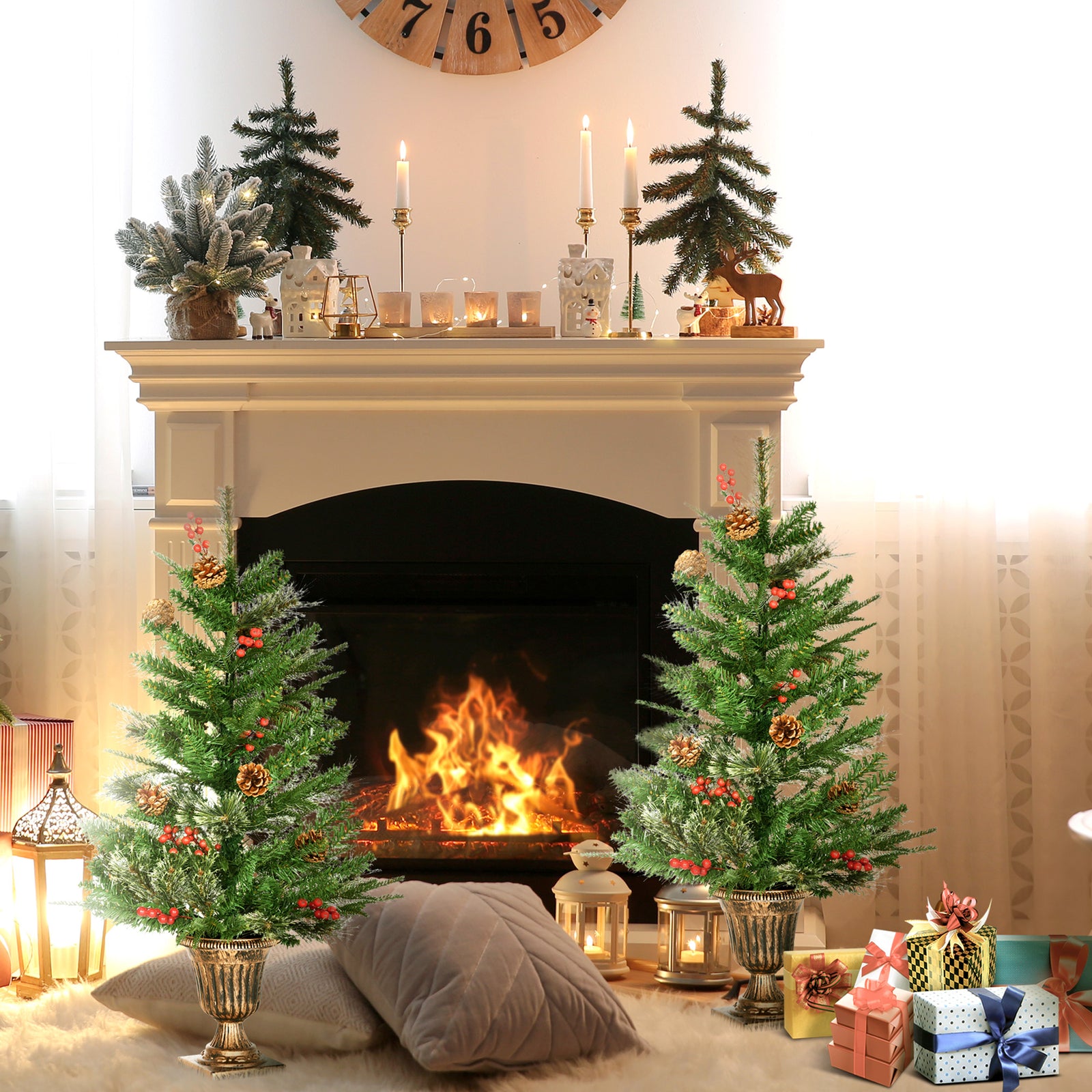 2 Piece 3ft Porch Christmas Tree, Décor