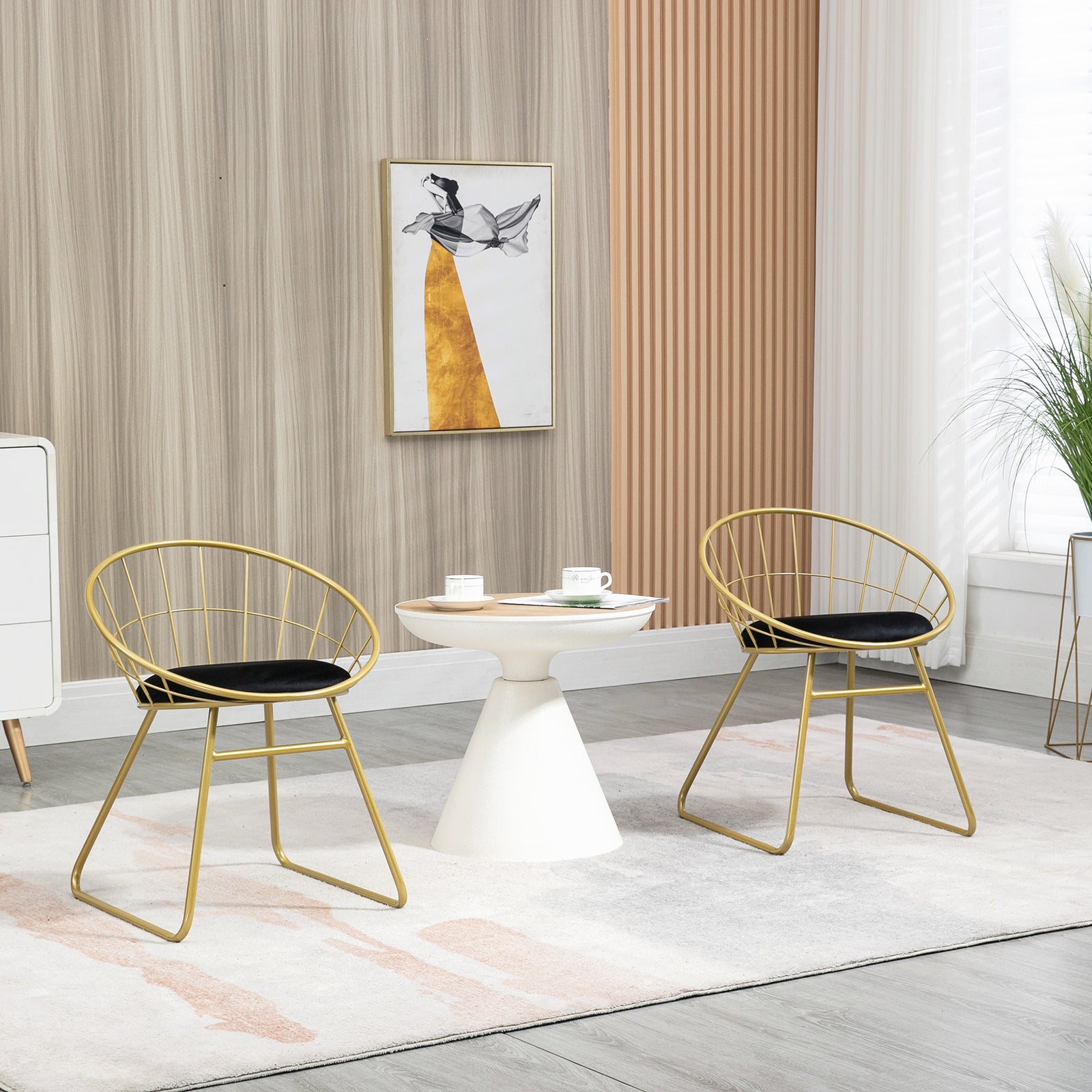 Metal Wire Dining Chairs With Cushion Back
