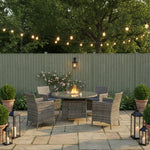 Amazon Rattan Fire Pit Dining Set - Round Table With Chairs | 4 Chairs | Grey