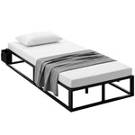HOMCOM 12 Slats Metal Platform Bed Frame With Storage Bag, Black