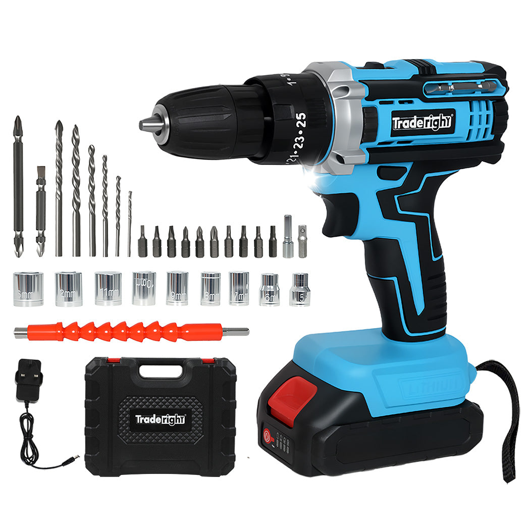 21v Cordless Drill Combi Driver Electric Screwdriver Set 1 Battery | Blue