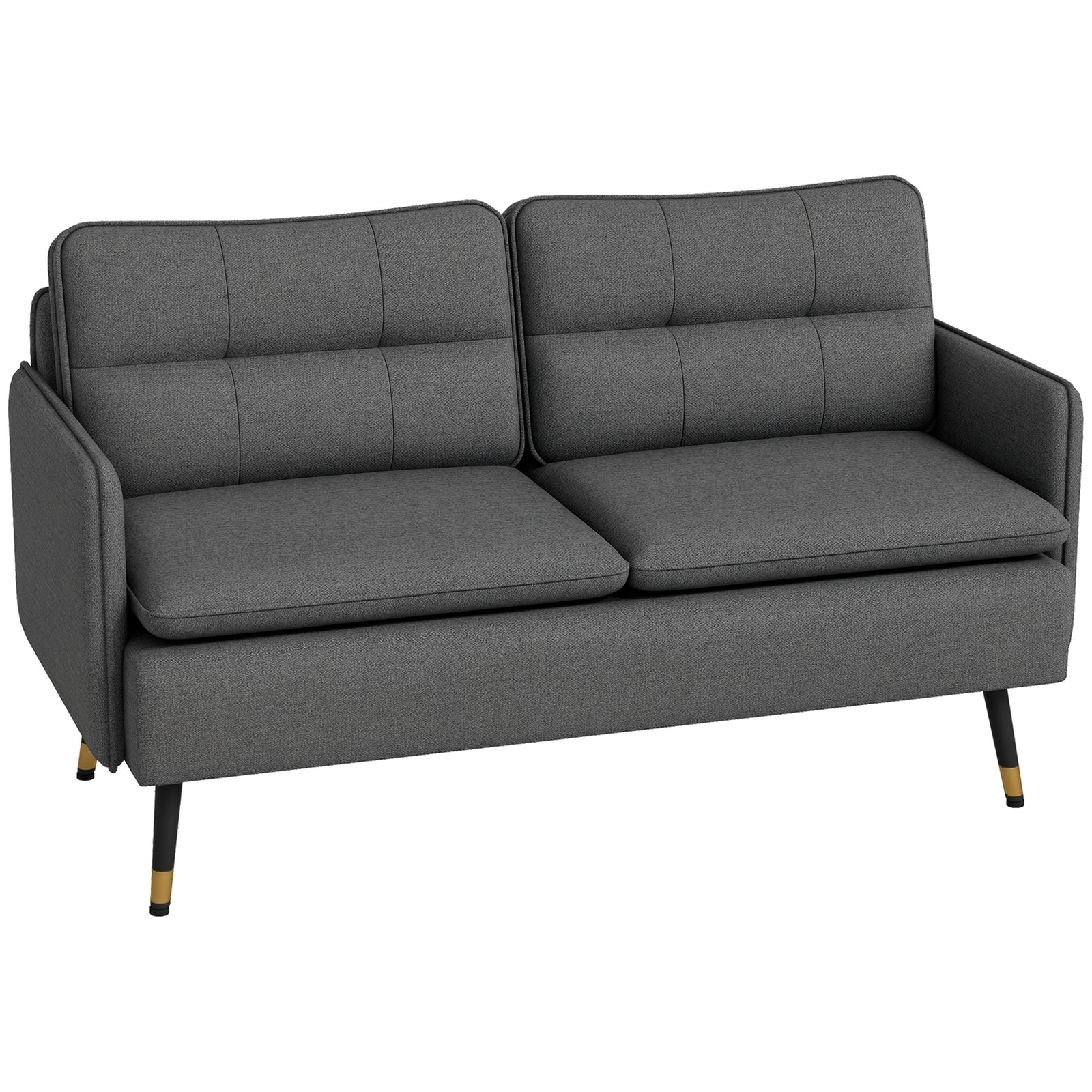 Modern Upholstered Two Seater Sofa For Bedroom Living Room Dark Grey