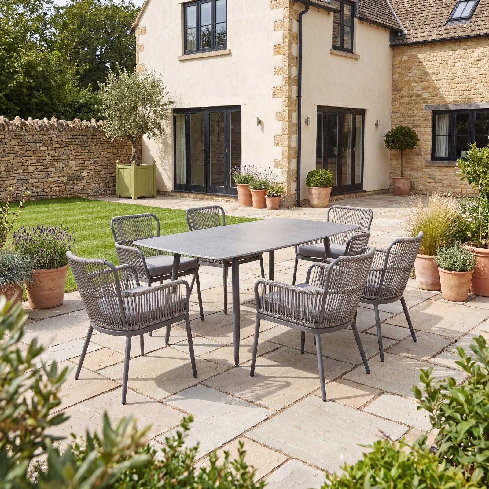 Westcott 6 Seat Garden Dining Set With Rectangular Table | Grey