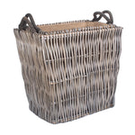 Wicker Grey Rectangular Log Basket | Set-of-2 | Brown