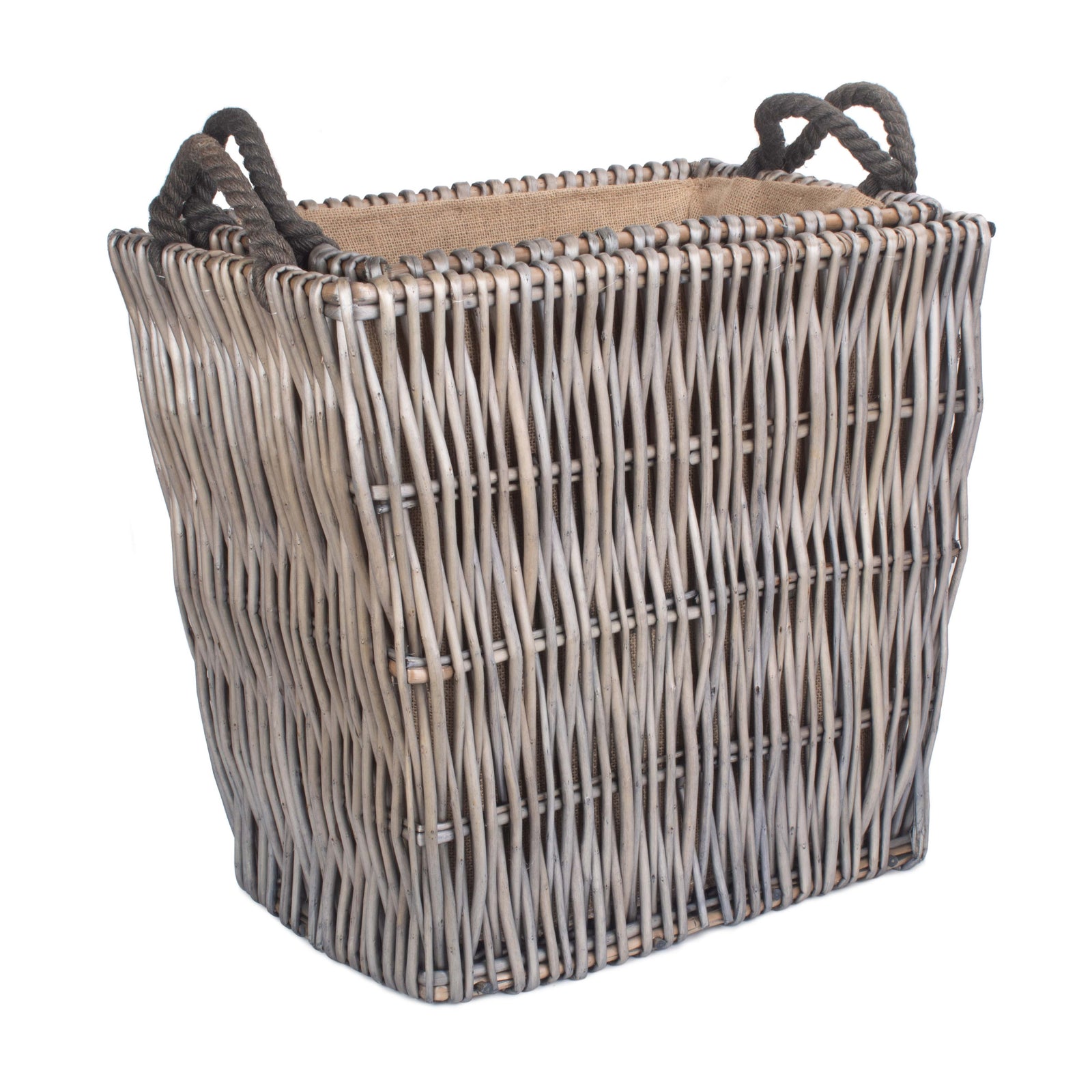 Wicker Grey Rectangular Log Basket | Set-of-2 | Brown
