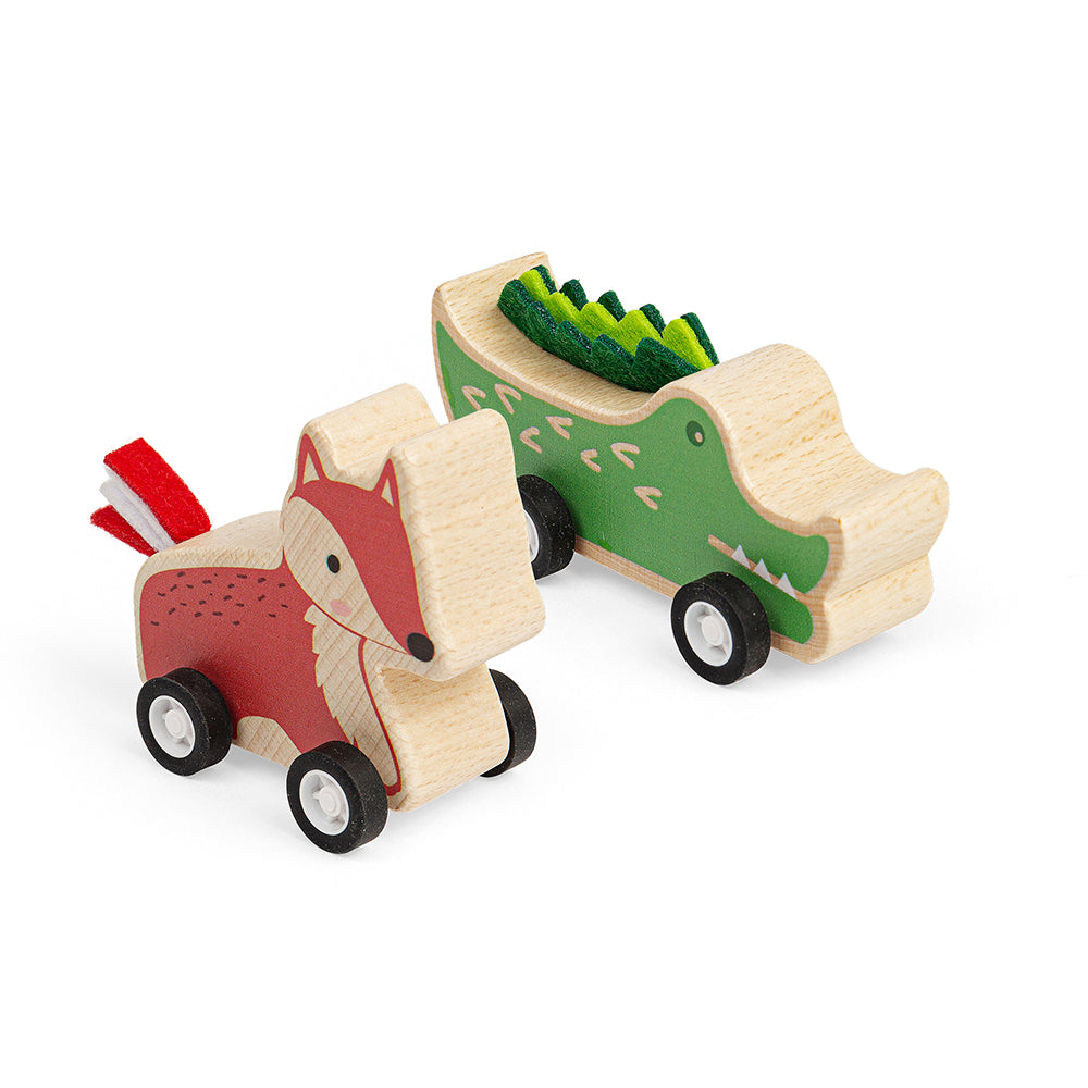 Wooden Animal Pull Backs (Fox & Croc)