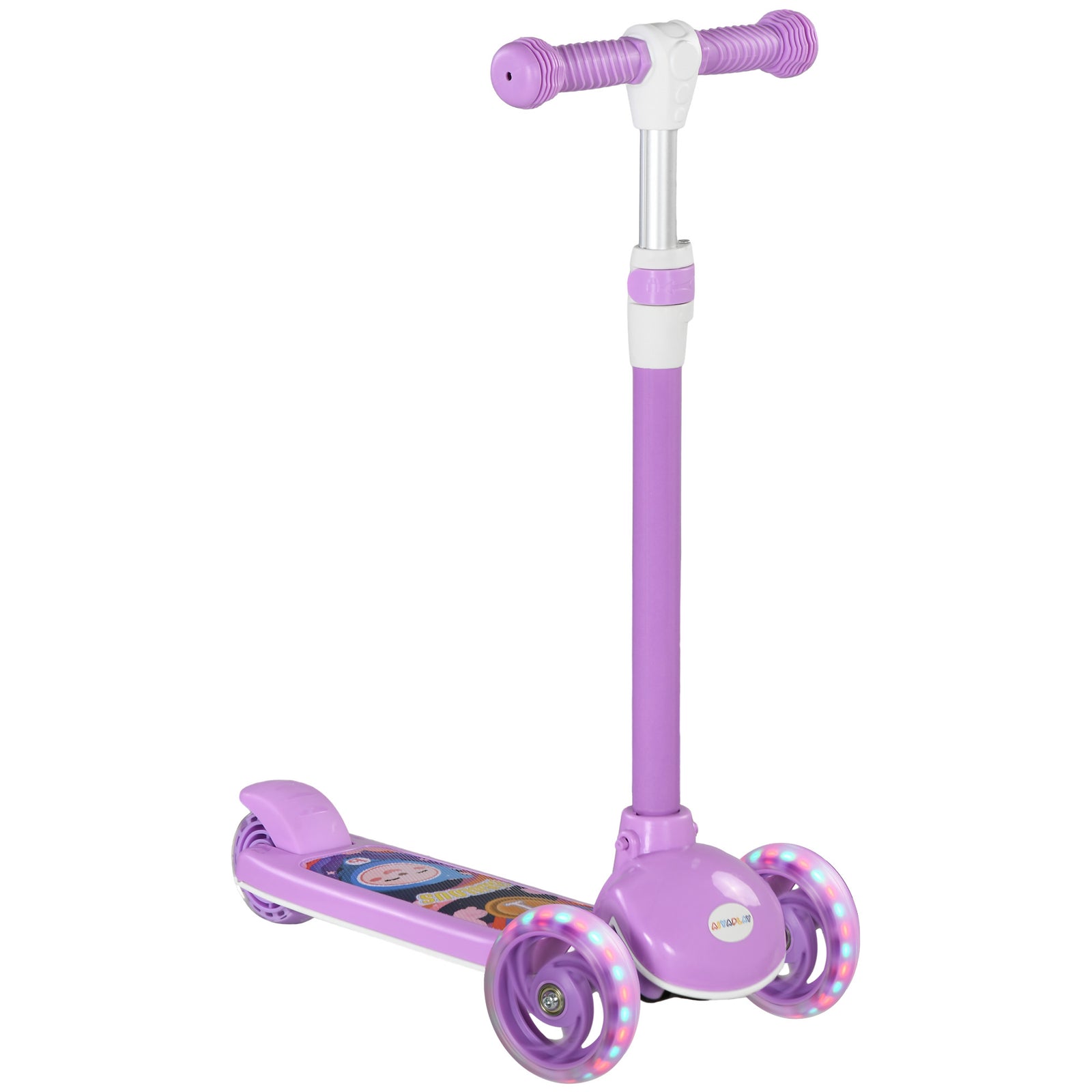 Kids 3 Wheel Scooter For 2-6 Years Old W/ Adjustable Height | Purple