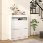 Wall Mounted Freestanding Shoe Cabinet With 2 Flip Drawers | One Size | White