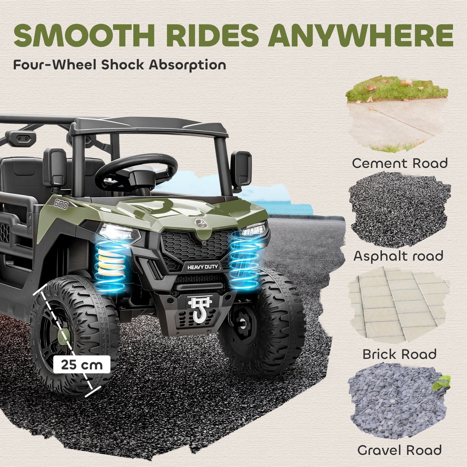 12v Kids Ride On Car, Kids Utv With Electric Dump Bed | Green