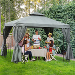 Garden Metal Gazebo Sun Shade Shelter Outdoor Party Tent | Gray