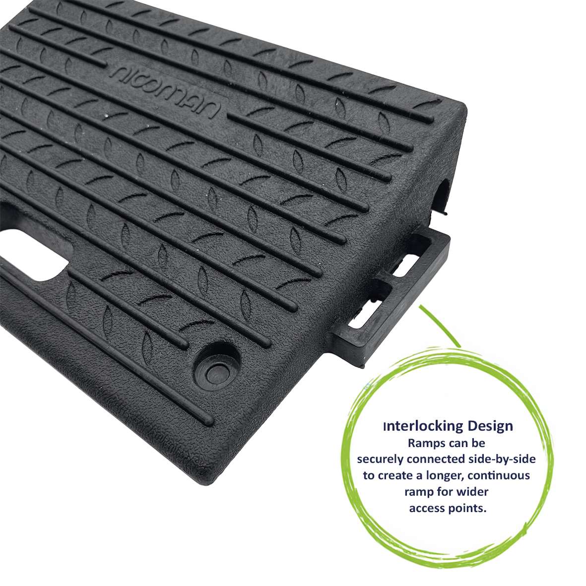 Rubber Kerb Ramp 1000kg Capacity For Cars, Motorbikes, Sheds, Driveways | Set of 2 | Black