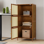 Narrow Bookcase With Doors | 3 Tier
