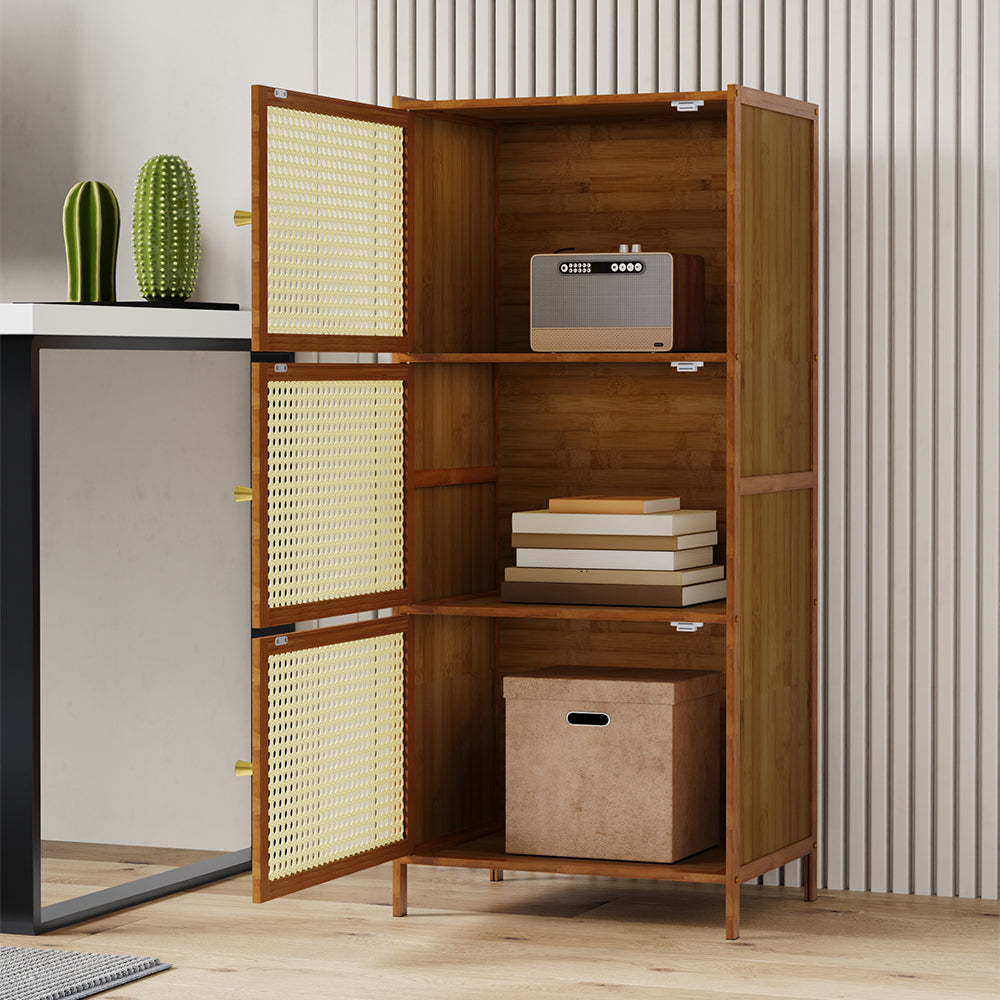 Narrow Bookcase With Doors | 3 Tier