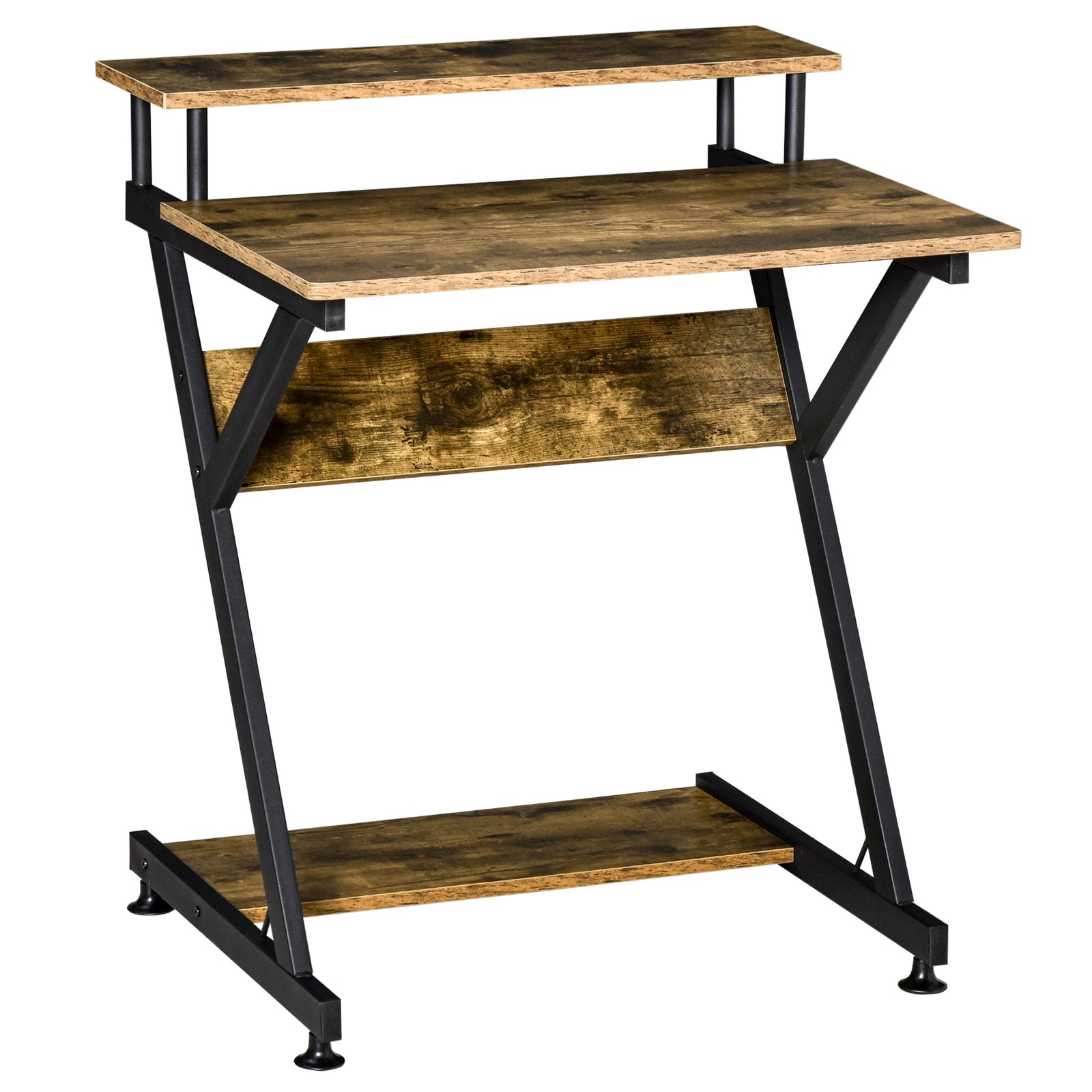 Home Office Desk With Storage, Gaming Table, Brown | Small | Brown