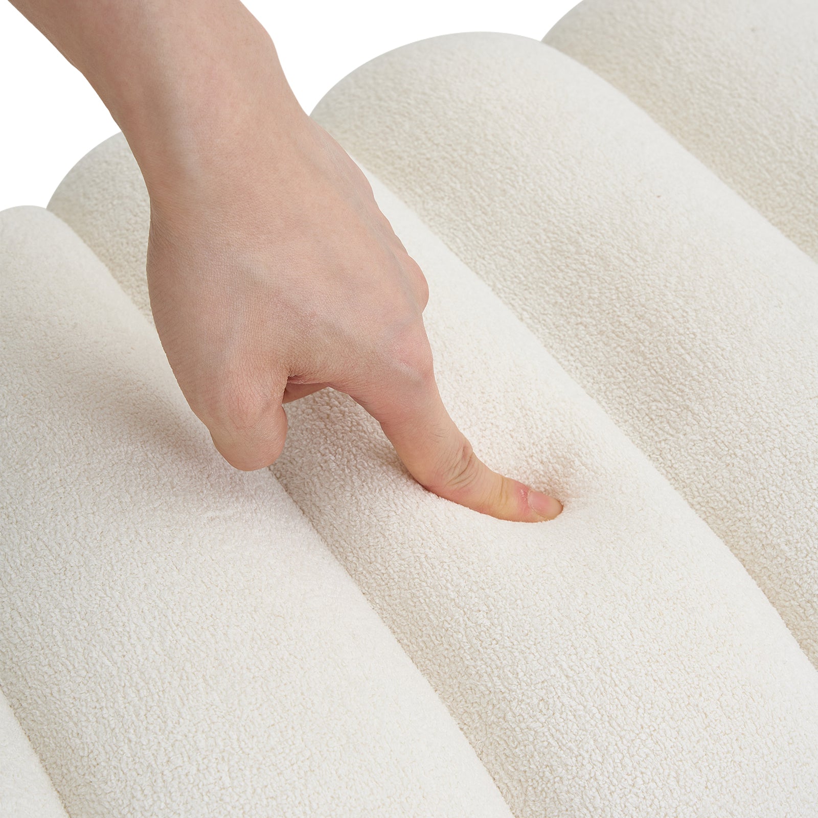 Modern U-shaped Upholstered Footstool Accent Stool | White