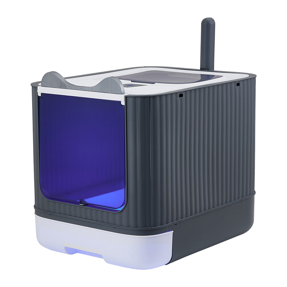 Fully Enclosed Drawer-style Cat Litter Box With Uv Sterilization Lamp