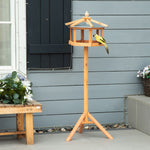 Pawhut Wooden Bird Table Free Standing Feeder Garden And Backyard Station