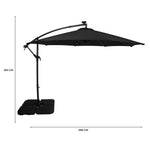 Led Cantilever Parasol 3m With Square Base | Black