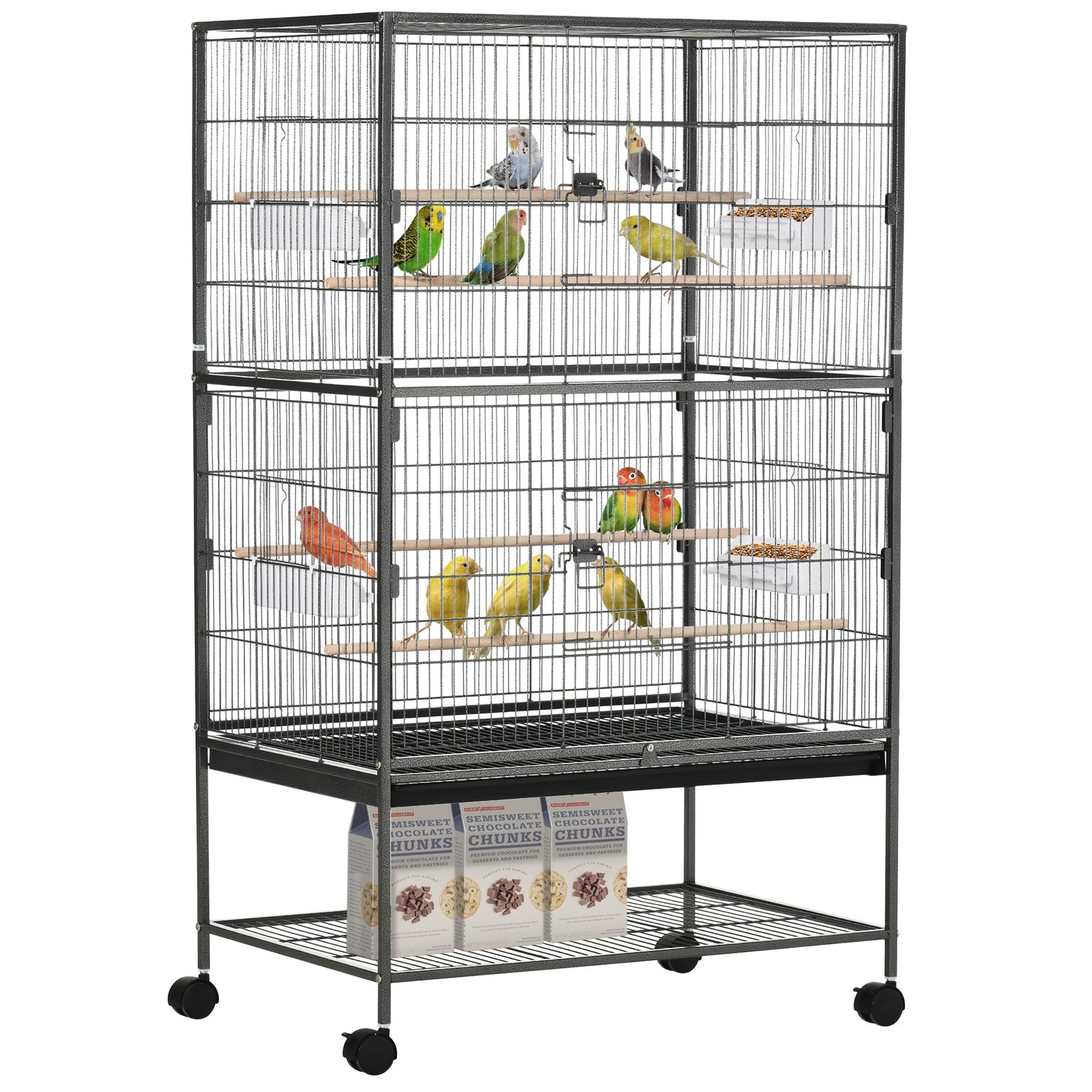 Large Bird Cage Budgie Cage For Finch Canaries Parrot With Stand | Gray