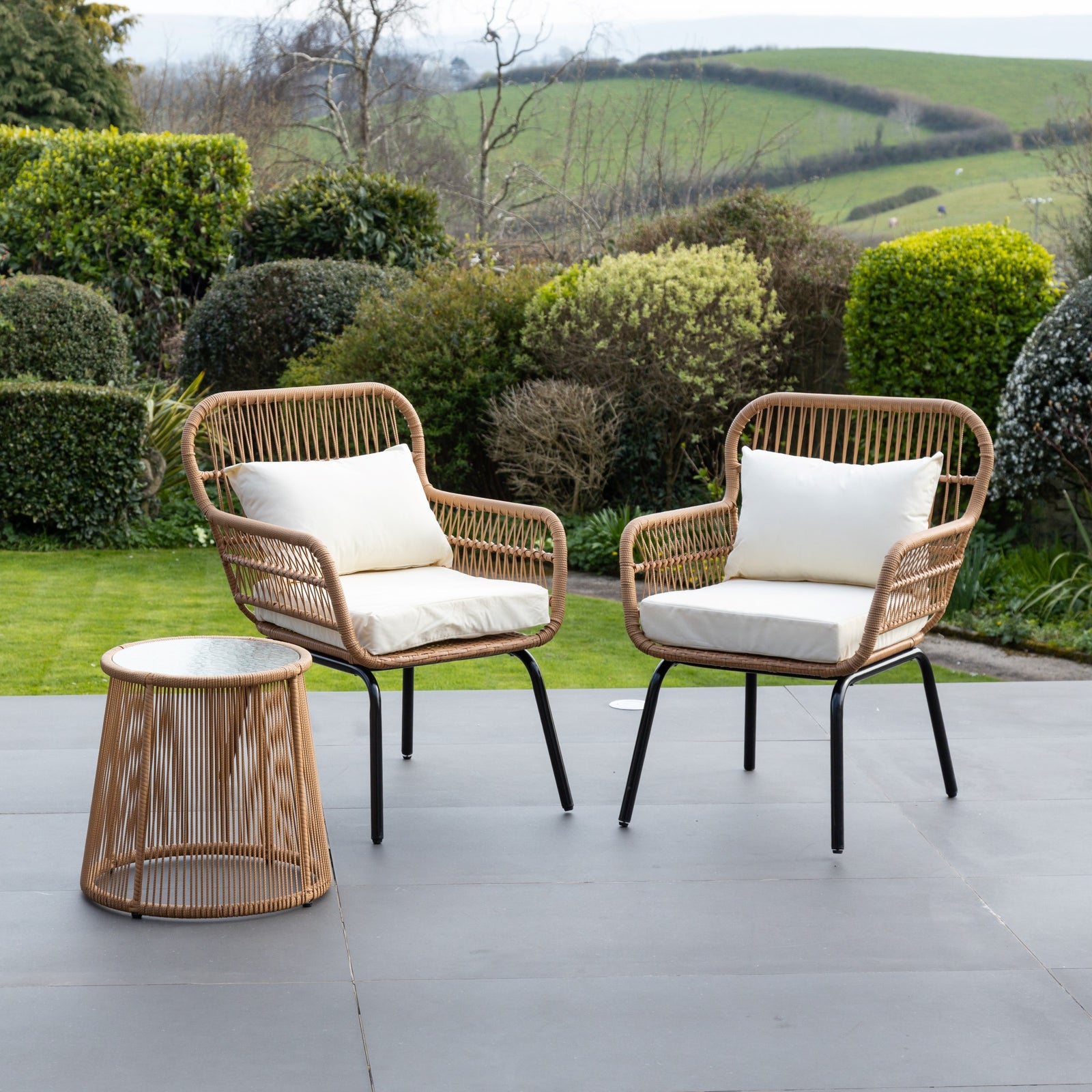 Carbini 3 Piece Patio Bistro Set | One Size | Cream