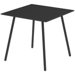 Garden Table For 4/6 Person W/ Slat Top, Steel | Medium | Black