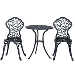 Bistro Set Garden Coffee Table Chair Outdoor Dining Set | Black