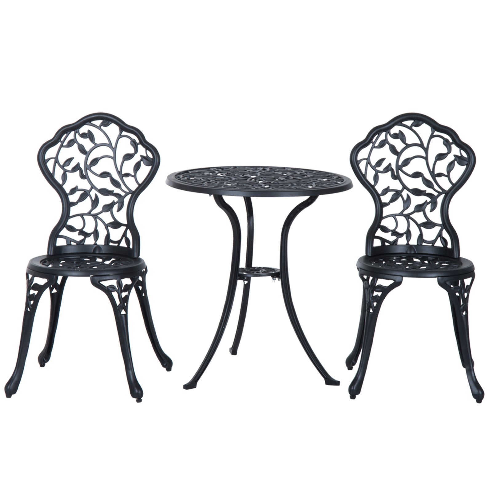 Bistro Set Garden Coffee Table Chair Outdoor Dining Set | Black