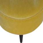 Solid Mango Wood Mustard Velvet Nordic Footstool