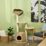 Cat Tree Activity Centre With Cattail Fluff Bed House Sisal Post Ball