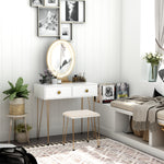 Dressing Table Set With Led Mirror & Stool 2 Drawers