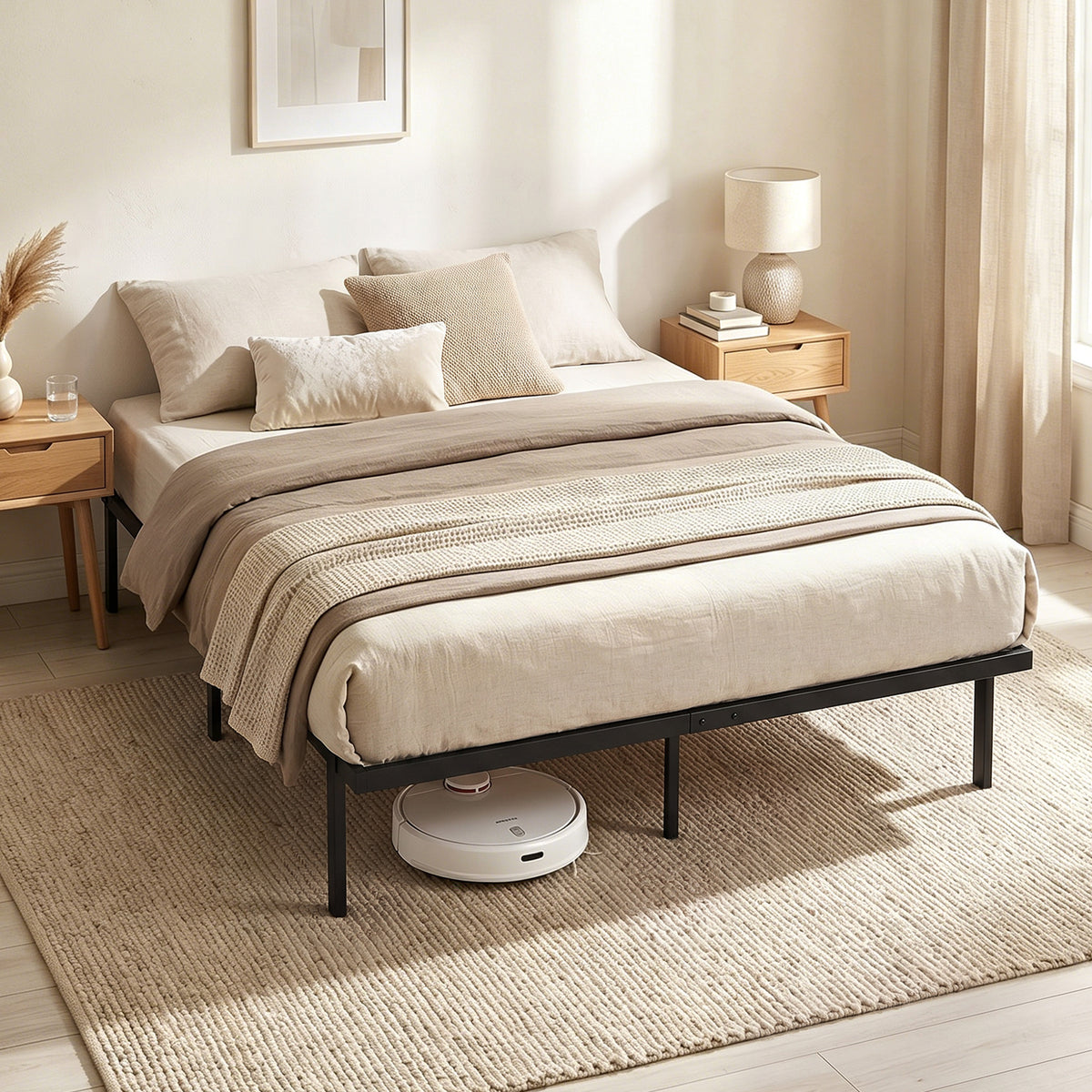 Bed Frame With Underbed Storage, No Box Spring Needed | King | Black