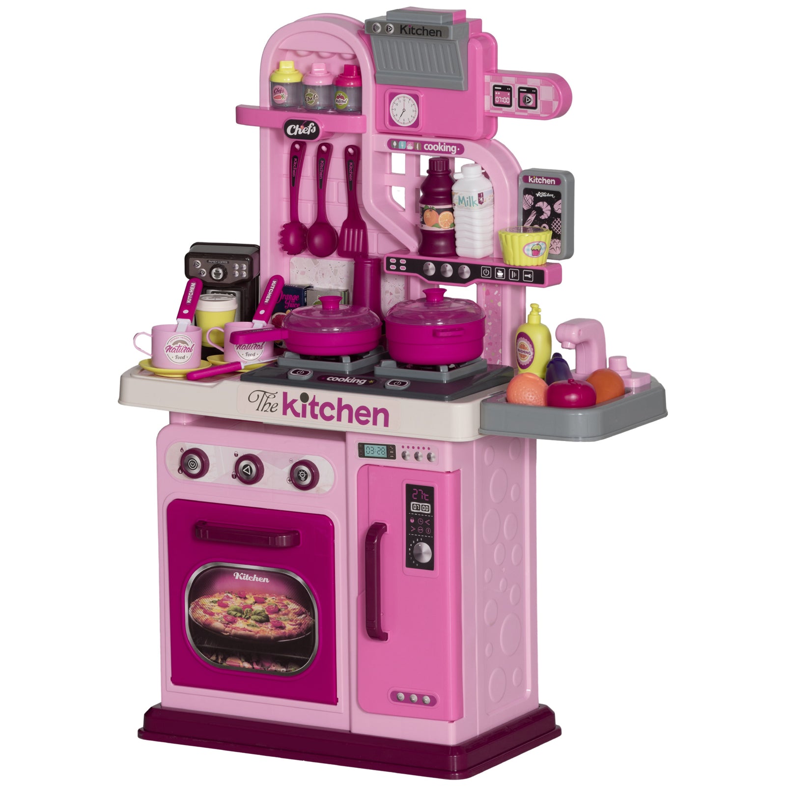 Kids Kitchen W/ 33 Piece Accessories, Lights, Sounds, Storage