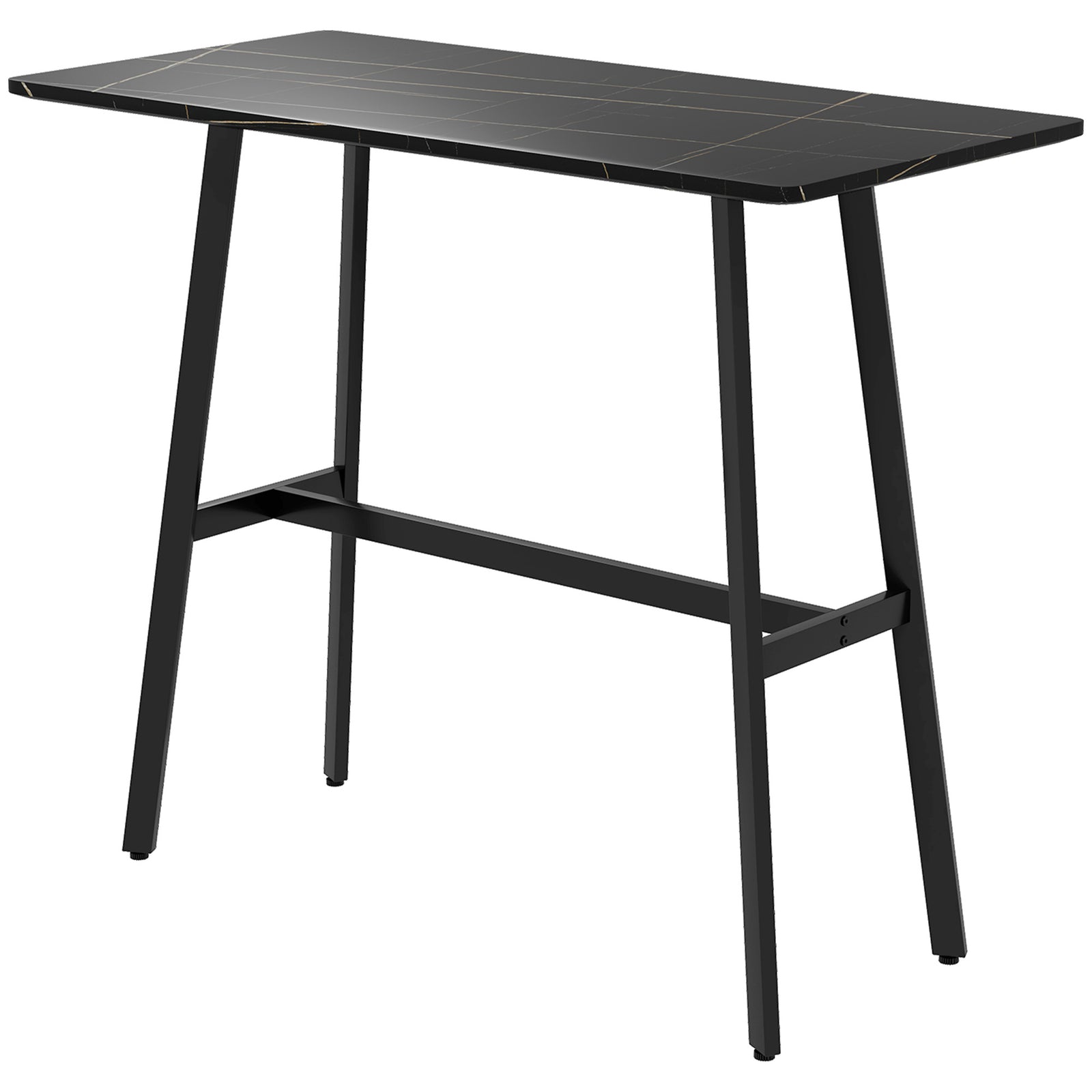 HOMCOM Bar Table With Marble Effect Top, Steel Legs