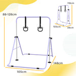 Adjustable Height Foldable Kids Gymnastics Bar With Non-slip Mats | Purple