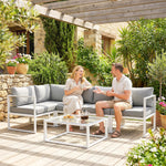 5 Seater Aluminium Garden Furniture Set With Table, Cushions | Light Grey