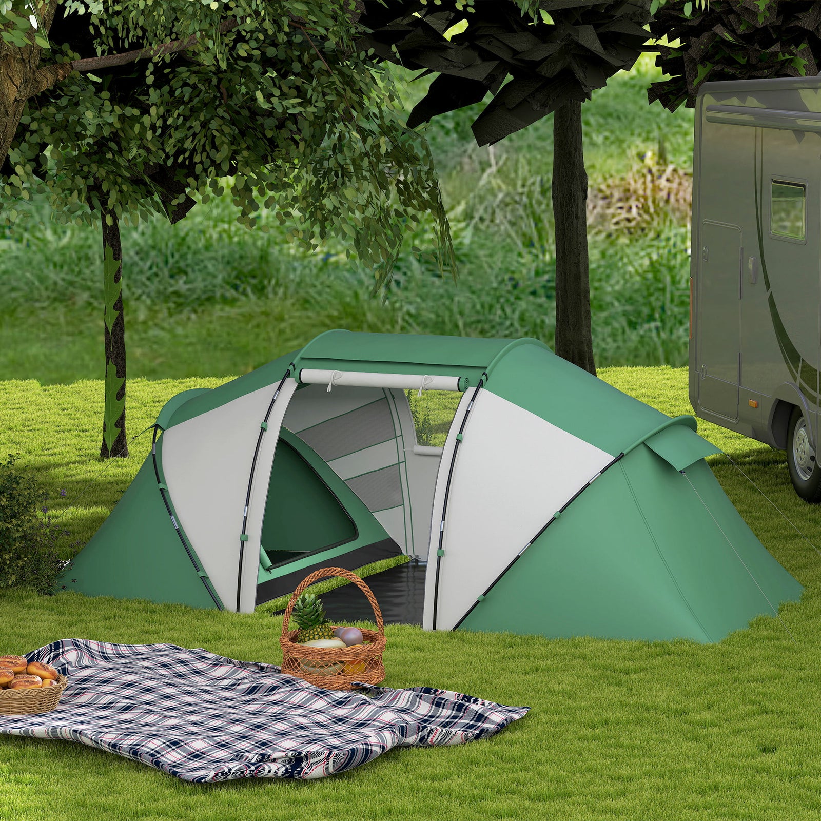 4-6 Persons Camping Tent Dome Family Travel Group Hiking | Green