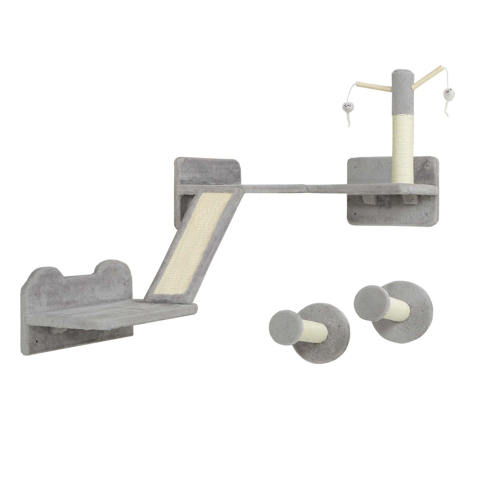 3pcs Corner Design Cat Wall Shelves Furniture, Light Grey