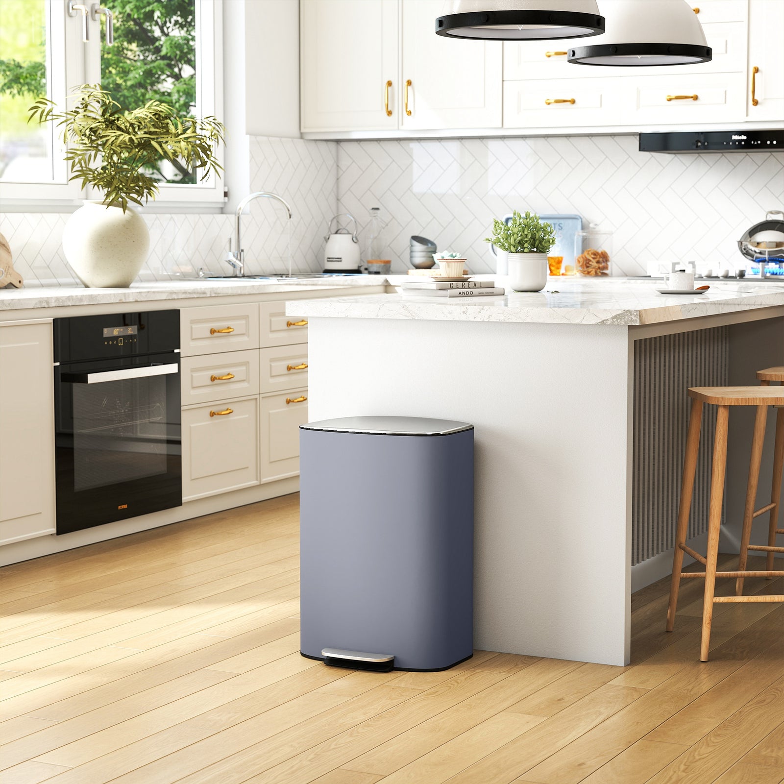 Pedal Bin With Soft-close Lid, 50l Kitchen Bin With Carry Handle | Grey