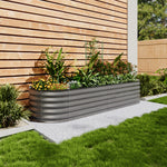 160/240/360cm W X 80cm D X 42cm H Outdoor Galvanized Steel Raised Garden Bed With Trellis | Medium | Mixed Grey