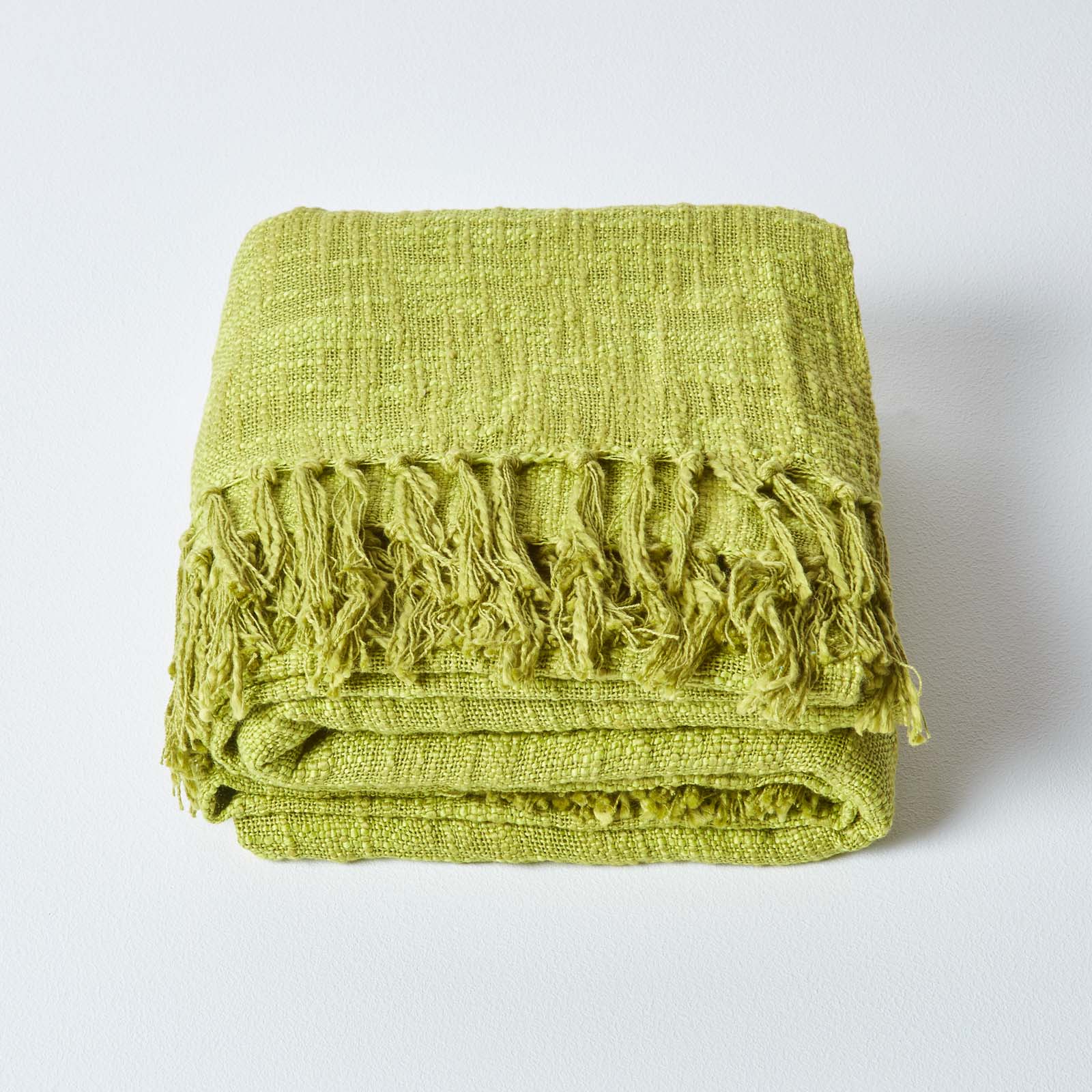 Nirvana Handwoven Slub Cotton Throw | 255cm x 360cm | Lime Green