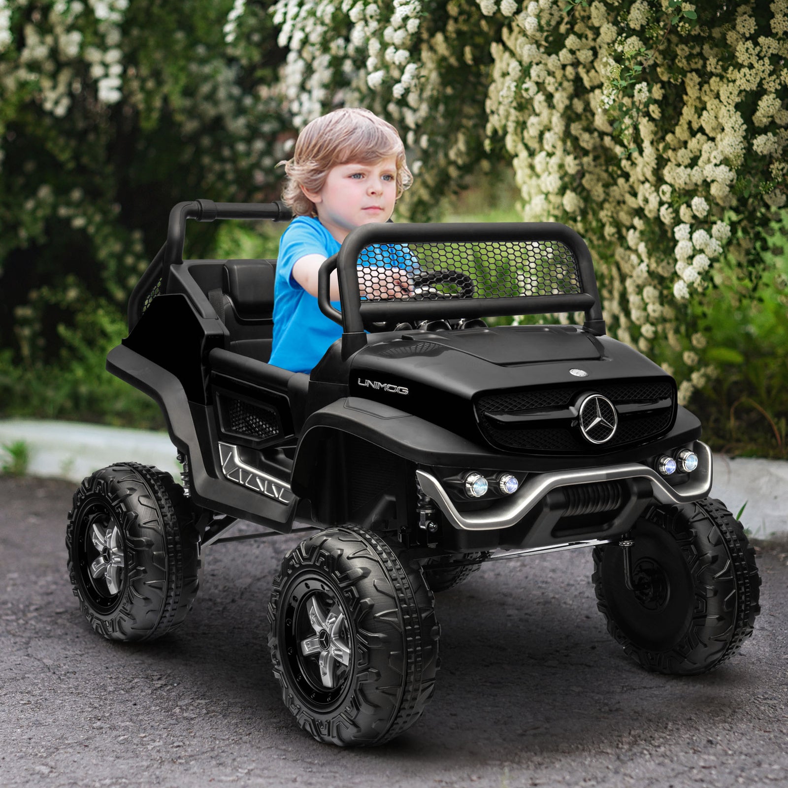 12v Licensed Mercedes-benz Unimog, Kids Electric Ride On Car | Black