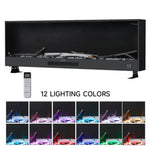 Modern Electric Fireplace – 12 Flame Colors, 6 Brightness Levels, Smart App & Remote Control, High-carbon Steel Housing | Large | Black
