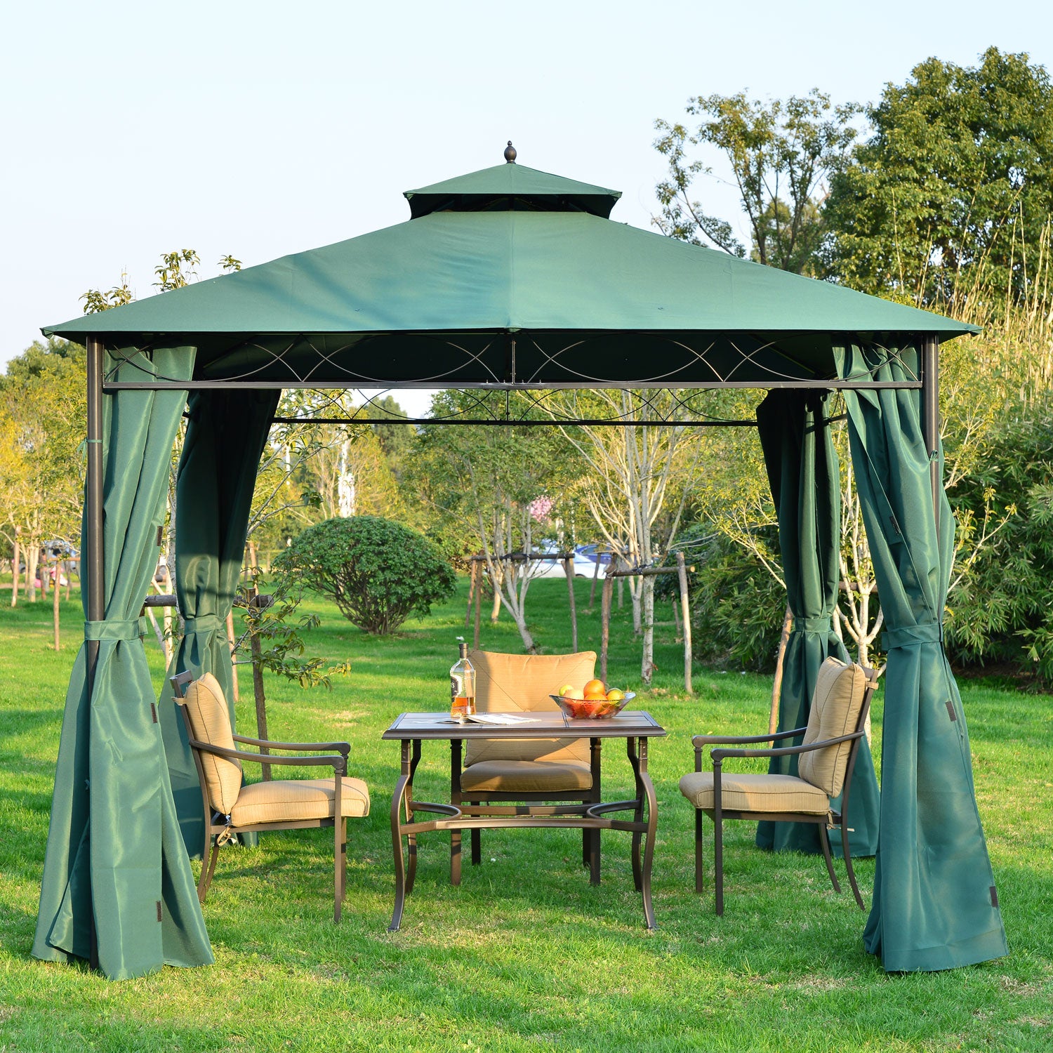 3 X 3m Metal Garden Gazebo Marquee Party Tent Sidewalls