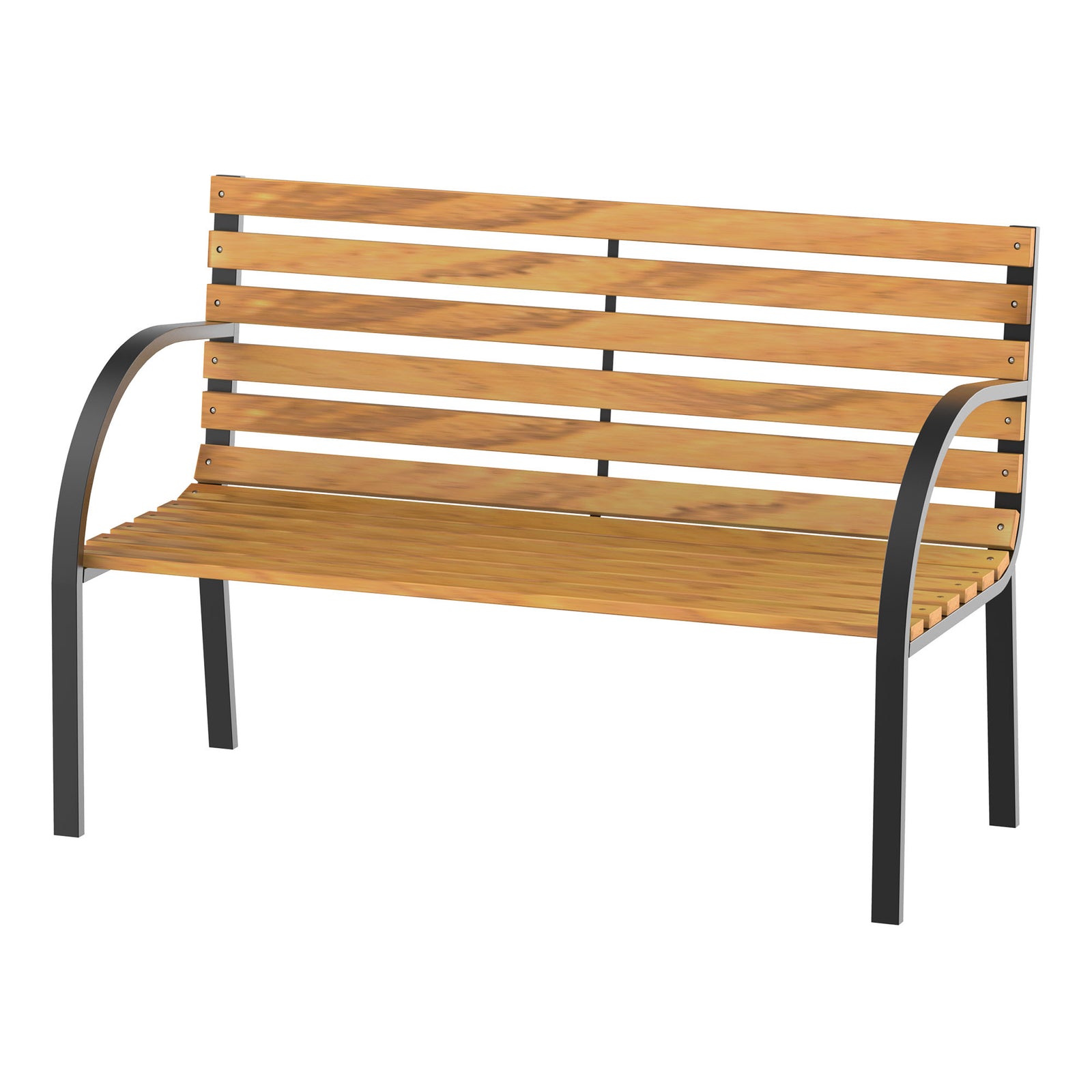 2 Seater Garden Bench Metal Wooden
