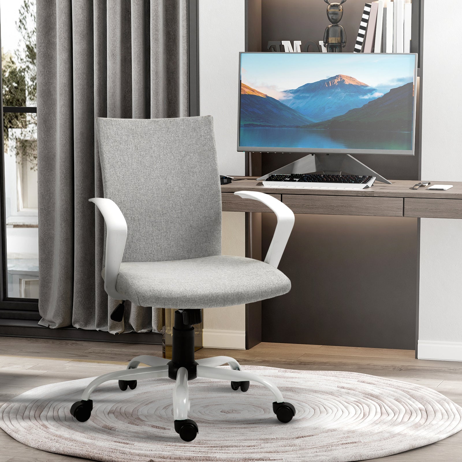 Linen Swivel Office Chair Task | Dove Gray