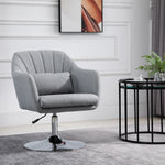Stylish Retro Linen Swivel Tub Chair Steel Frame Cushion | One Size | Light Slate Gray